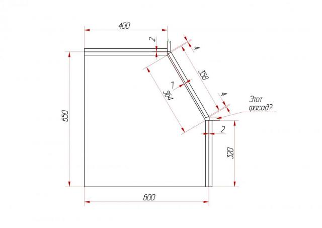 Расчет фасада угловой тумбы