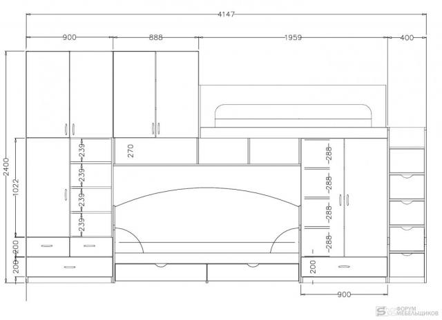 Двухъярусная кровать со шкафом размеры
