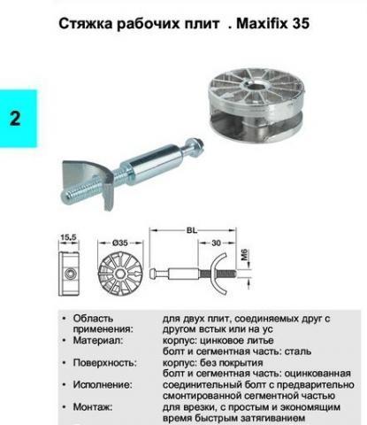 Сегментная часть мебельной стяжки