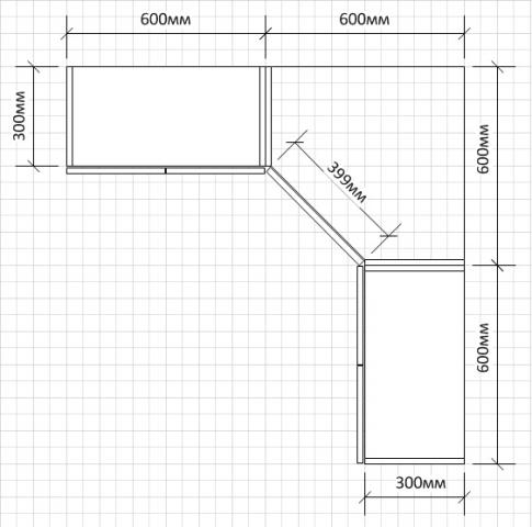 Расчет фасада углового шкафа на кухню
