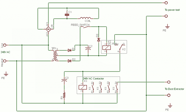 Схема пылесоса с розеткой для электроинструмента