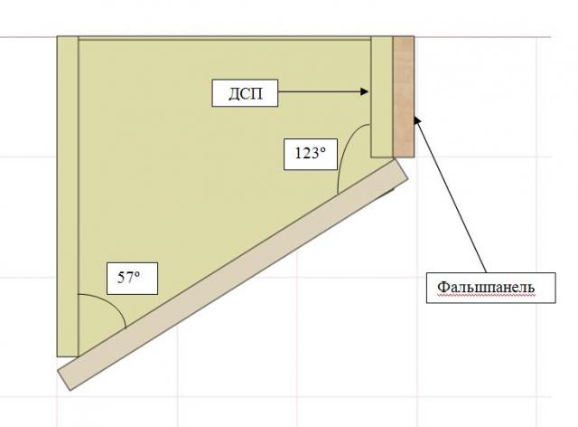Шкаф со скошенным углом чертеж
