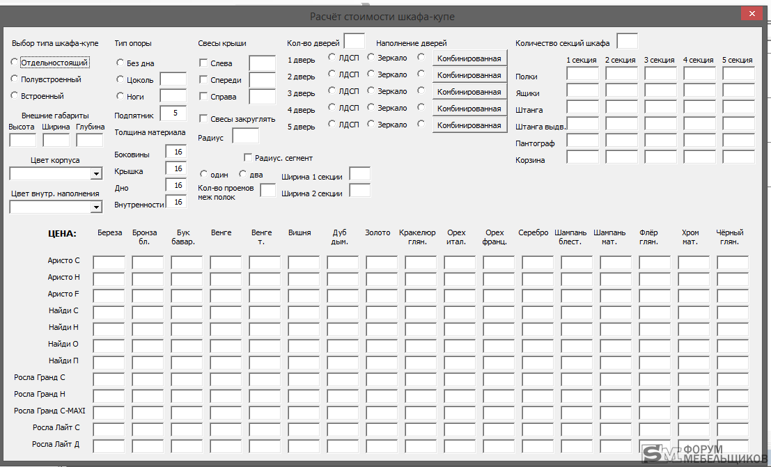 Расчет куп. Расчет стоимости шкафа. Программа расчета дверей шкафа купе калькулятор. Расчет стоимости шкафа купе. Калькуляция шкафа.